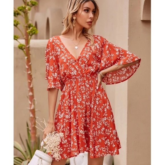 Boho floral print open back dress - Picture 3 of 5